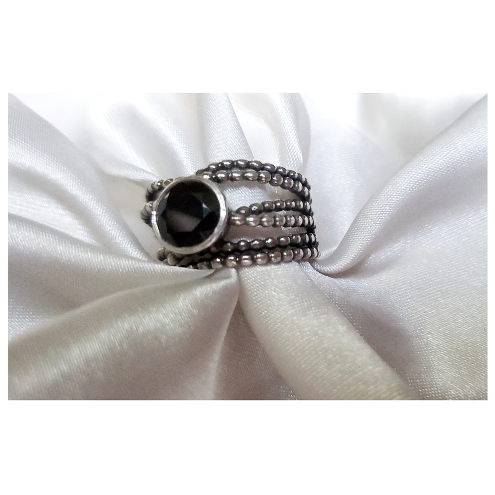 Vtg Didae Shablool Israel Onyx Sterling Silver Wide Band Ring Sz 8  HTF - Picture 6 of 13
